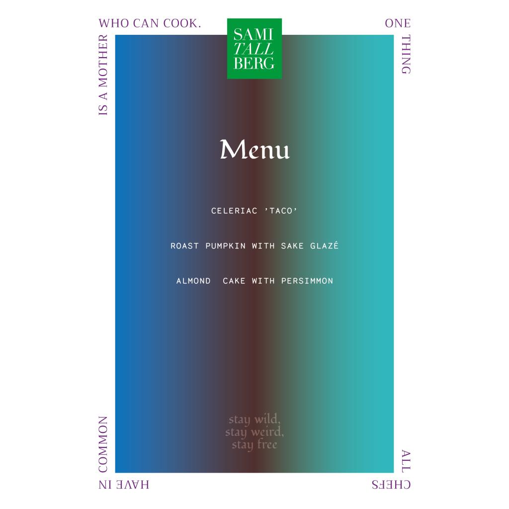 Sami Tallberg x Saari residency menu 2