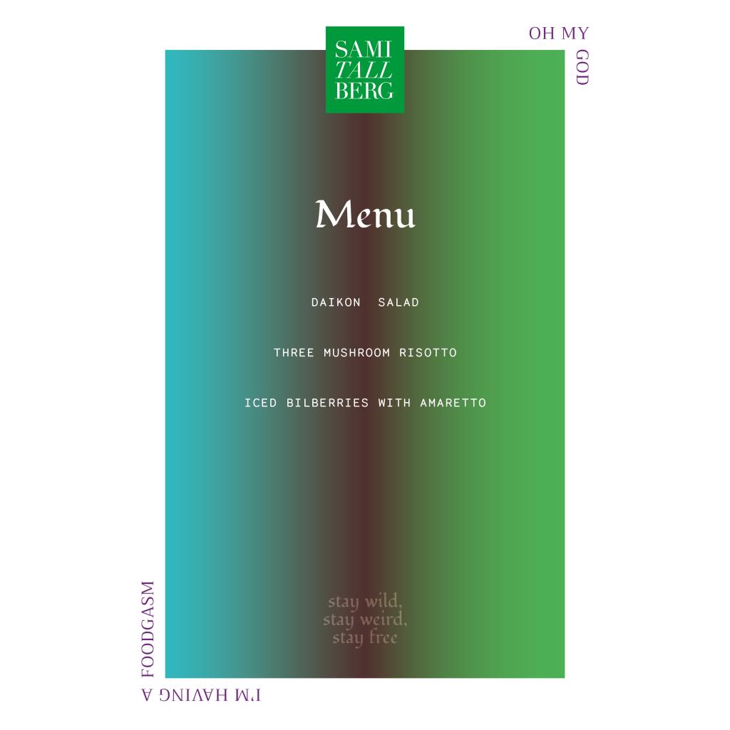 Sami Tallberg x Saari residency menu 3