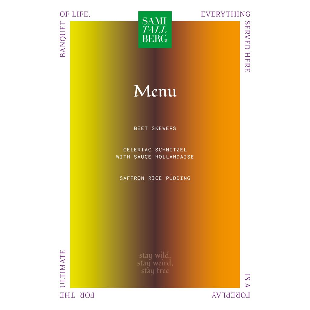 Sami Tallberg x Saari residency menu 5