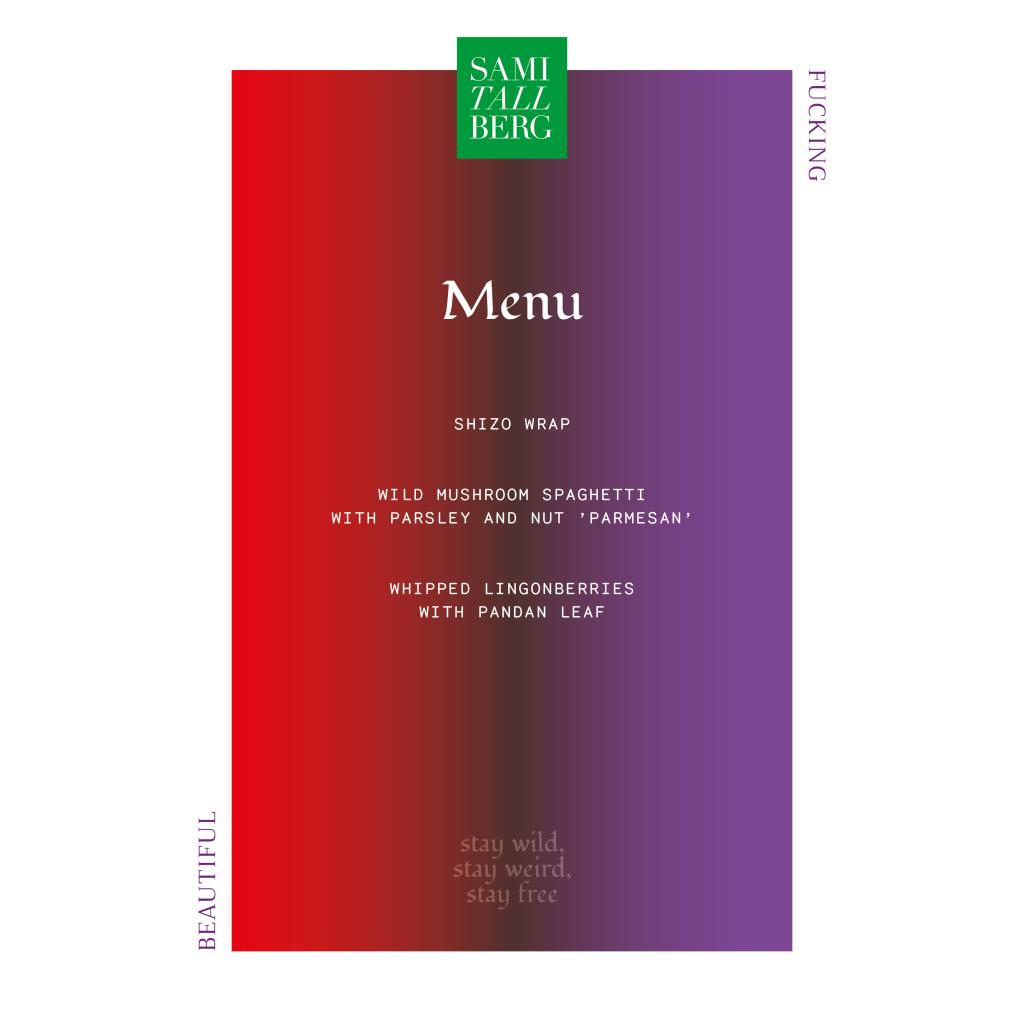 Sami Tallberg x Saari residency menu 7